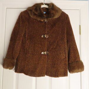 Cotton Connection Penny Lane Faux Fur Collar Coat Y2K Small Retro